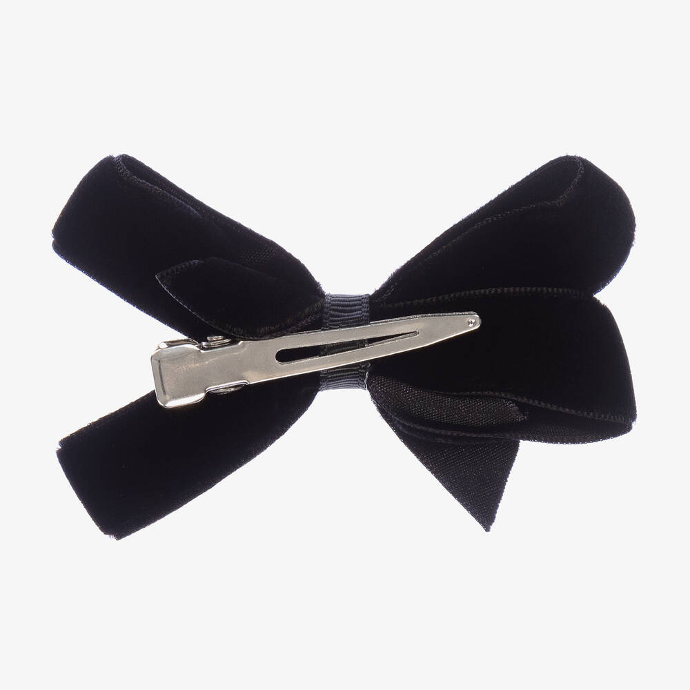 Peach Ribbons-مشبك شعر مخمل لون أسود (7 سم) | Childrensalon