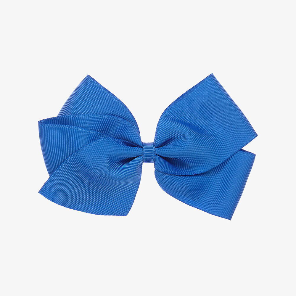 Peach Ribbons-Blue Bow Hair Clip (12cm) | Childrensalon