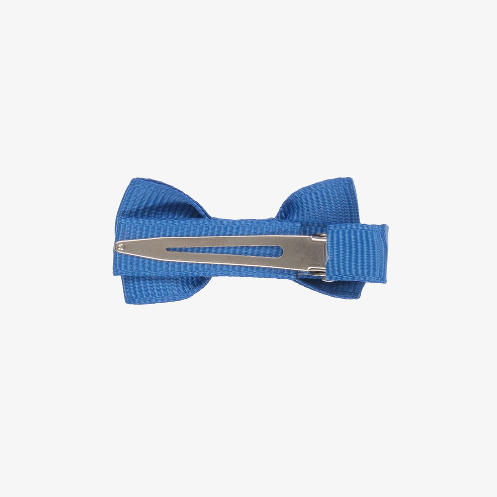 Peach Ribbons- Blue Bow Hair Clip (4.5cm) | Childrensalon