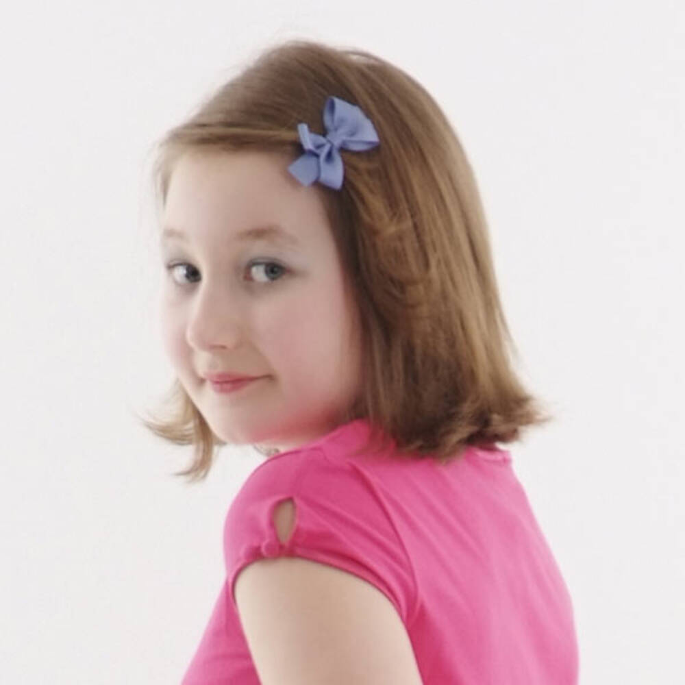 Peach Ribbons-Blue Bow Hair Clip (7cm) | Childrensalon