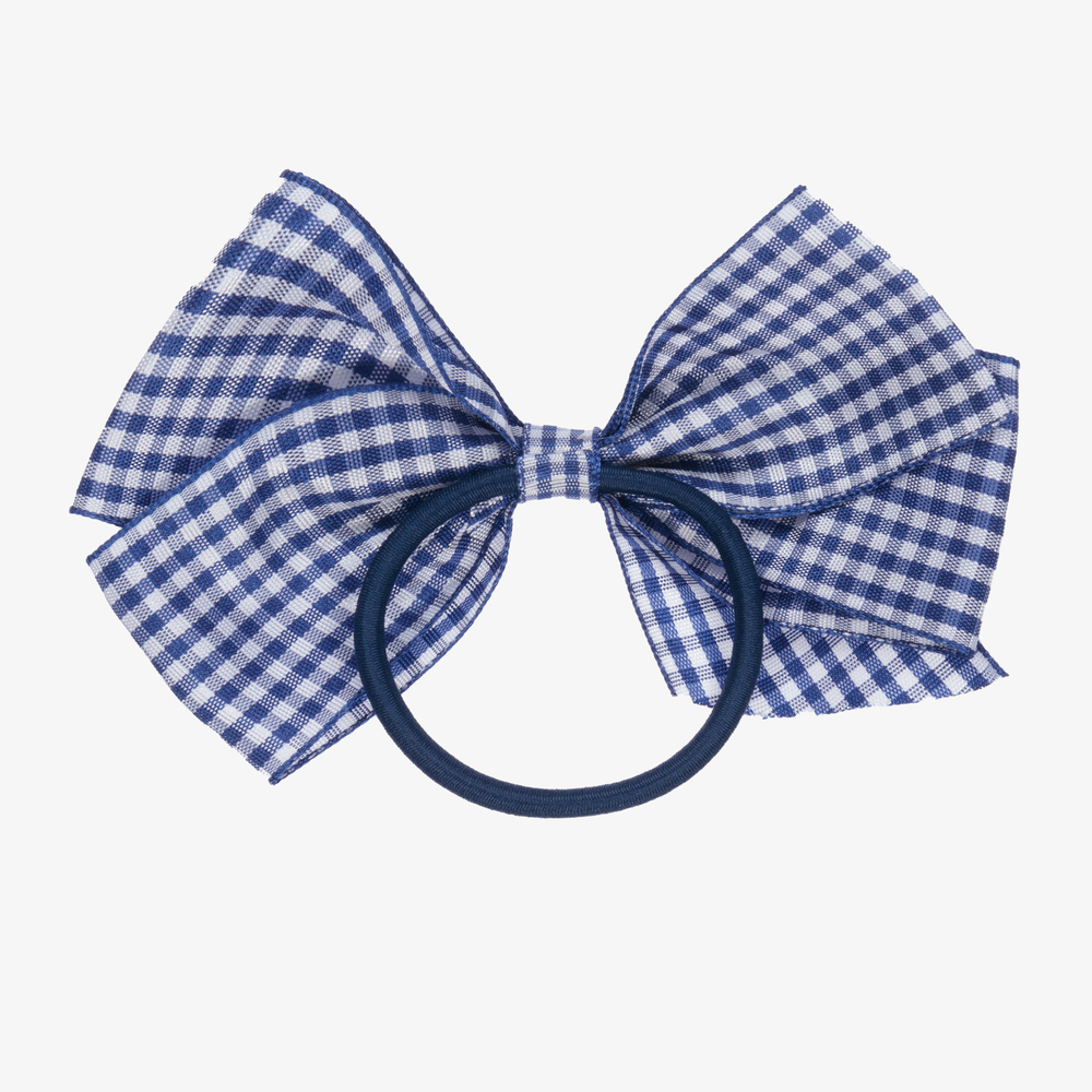 Peach Ribbons-Синяя резинка для волос в клетку (12см) | Childrensalon