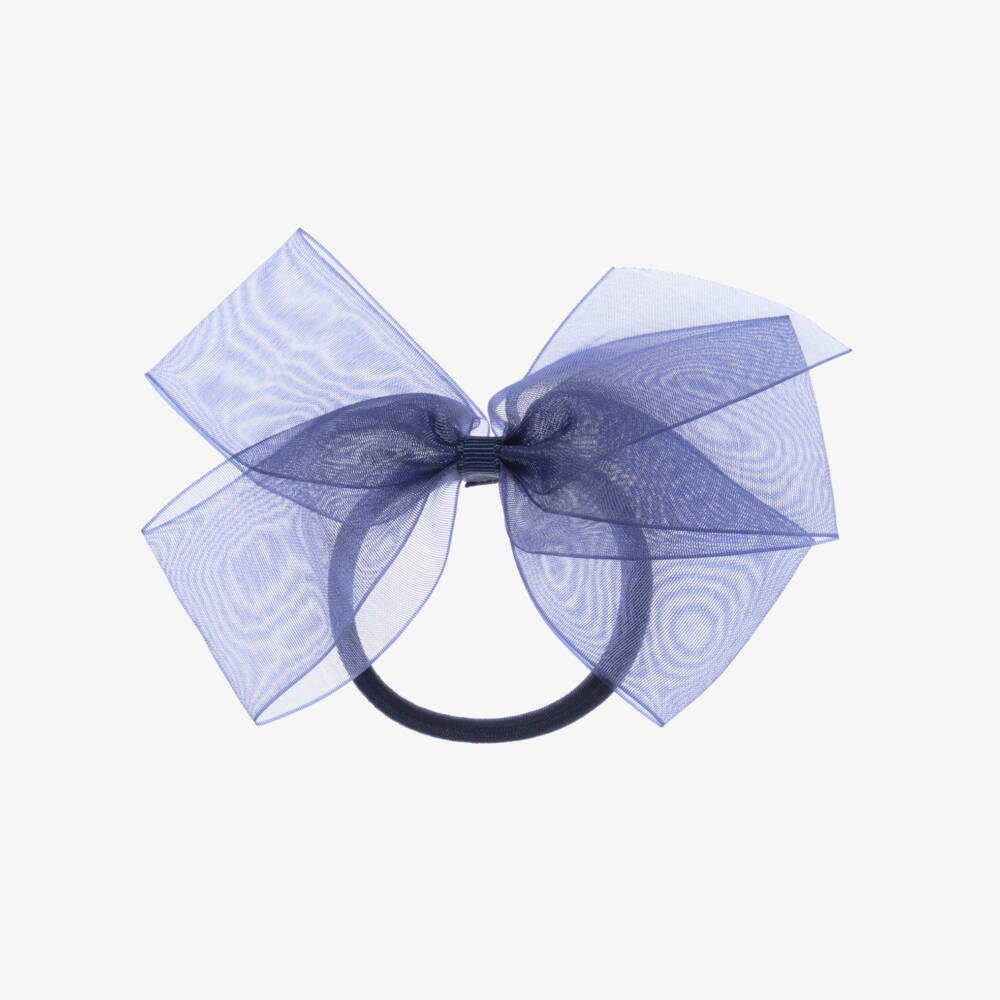 Peach Ribbons-رباط شعر مطاطي  أورغانزا لون أزرق (12سم) | Childrensalon