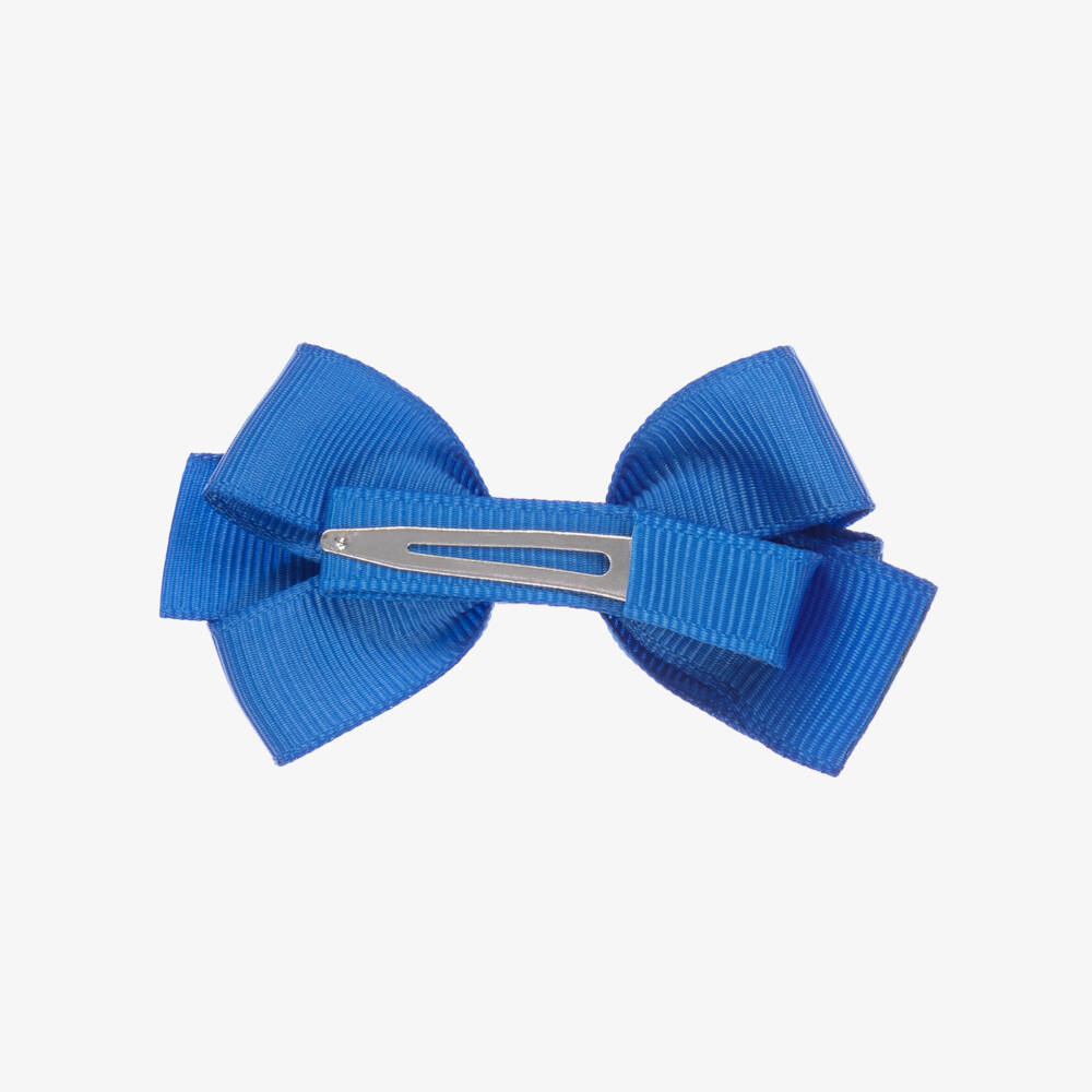 Peach Ribbons-Bright Blue Bow Hair Clip (7cm) | Childrensalon