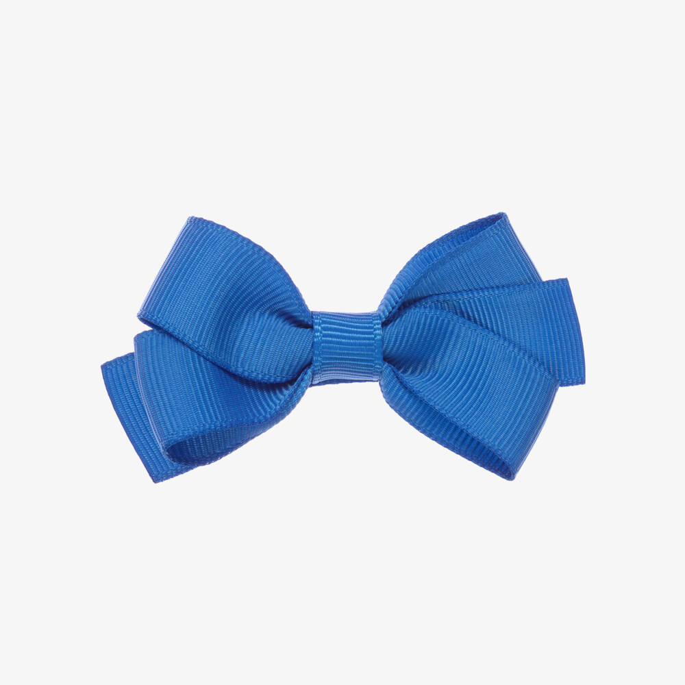 Peach Ribbons-Bright Blue Bow Hair Clip (7cm) | Childrensalon