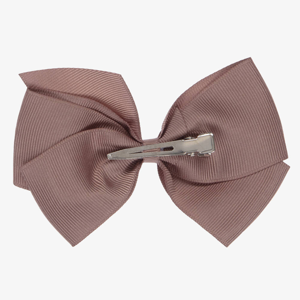 Peach Ribbons-Brown Ribbon Bow Hair Clip (12cm) | Childrensalon