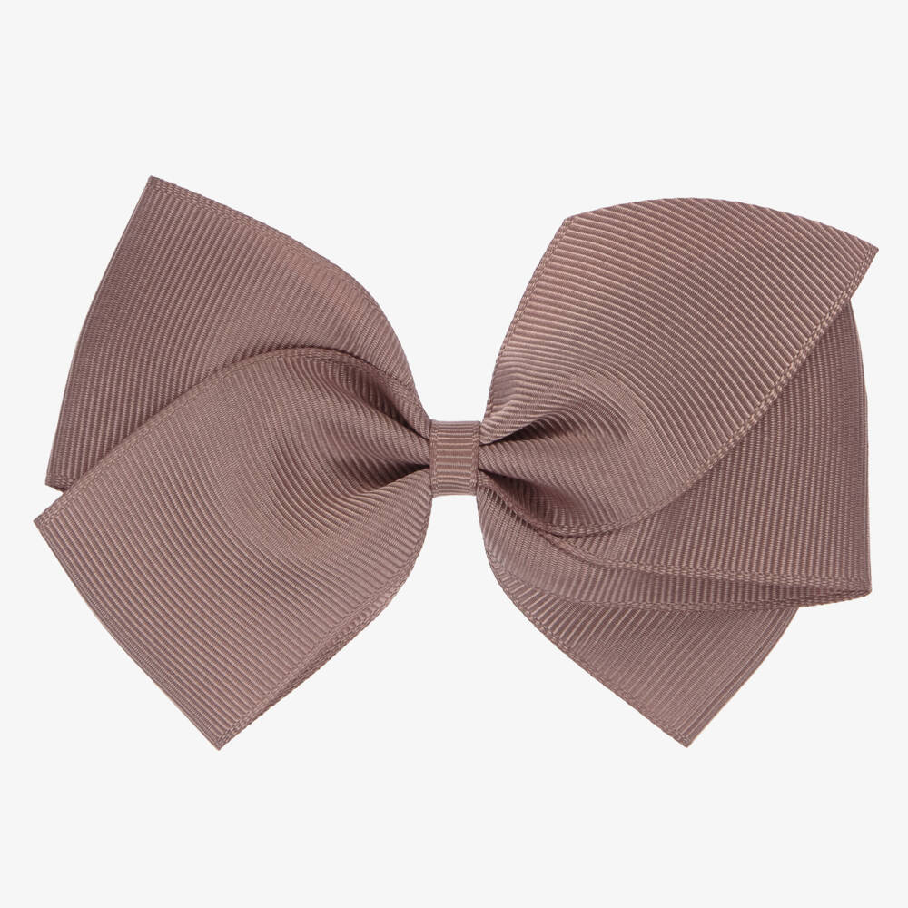 Peach Ribbons-Brown Ribbon Bow Hair Clip (12cm) | Childrensalon