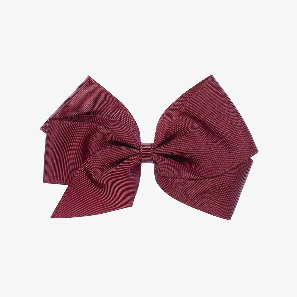 Peach Ribbons-مشبك شعر بفيونكة لون أحمر برغندي (12 سم) | Childrensalon