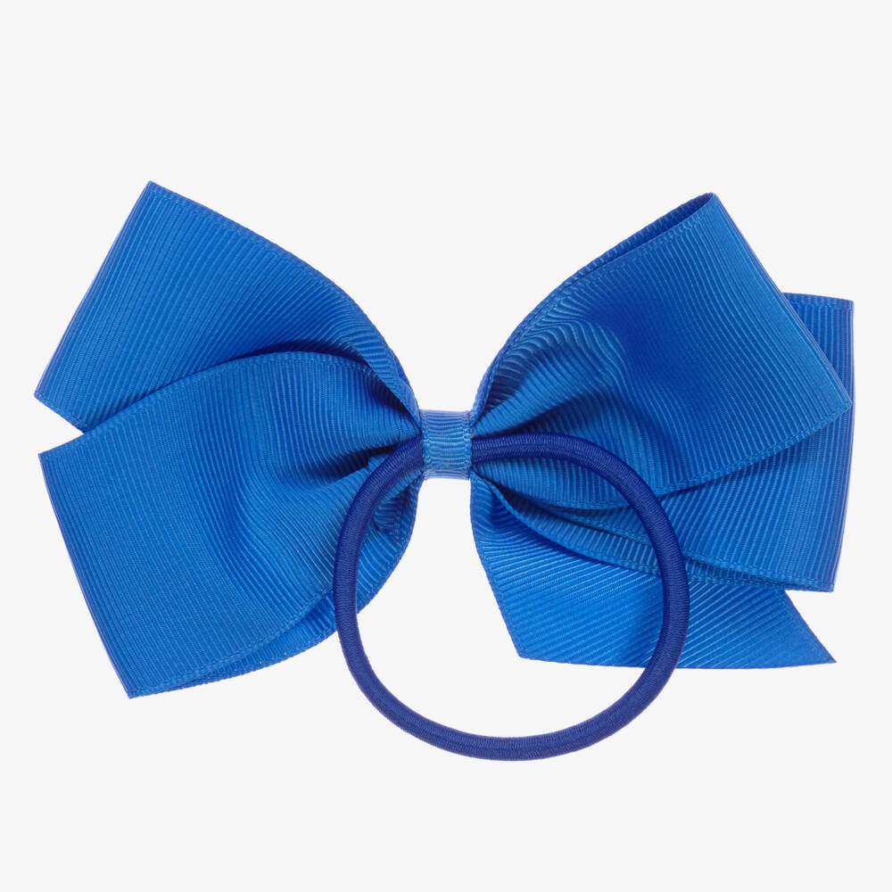 Peach Ribbons-Cobalt Blue Bow Hair Elastic (12cm) | Childrensalon