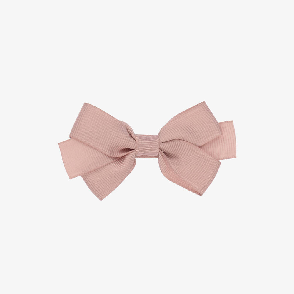 Peach Ribbons-Dusky Pink Bow Hair Clip (7cm) | Childrensalon
