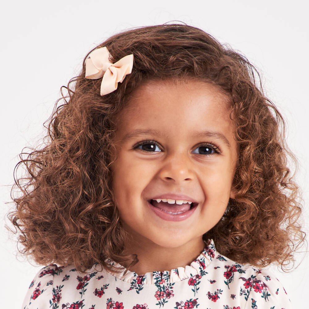 Peach Ribbons-Dusky Pink Bow Hair Clip (7cm) | Childrensalon