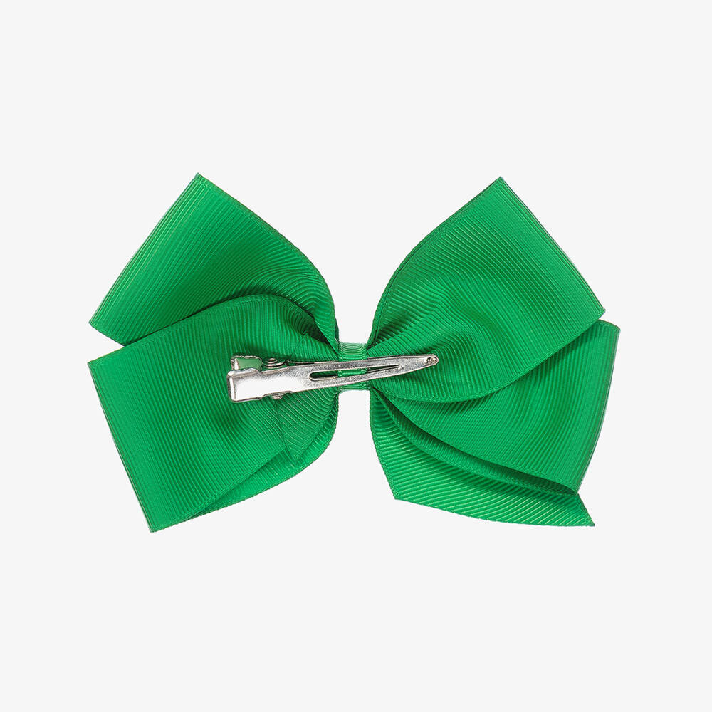 Peach Ribbons-Emerald Green Bow Hair Clip (12cm) | Childrensalon
