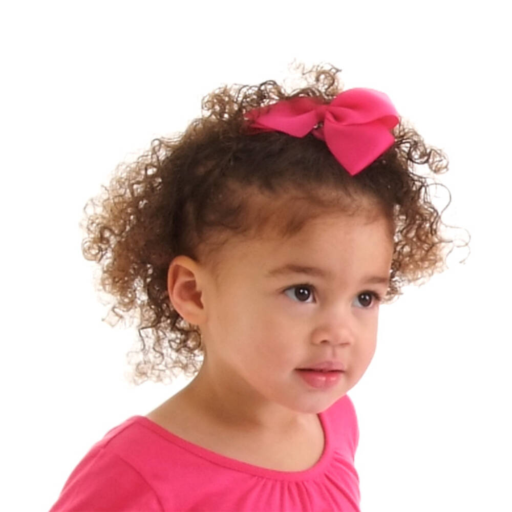 Peach Ribbons-Fuchsia Pink Bow Hair Elastic (12cm) | Childrensalon