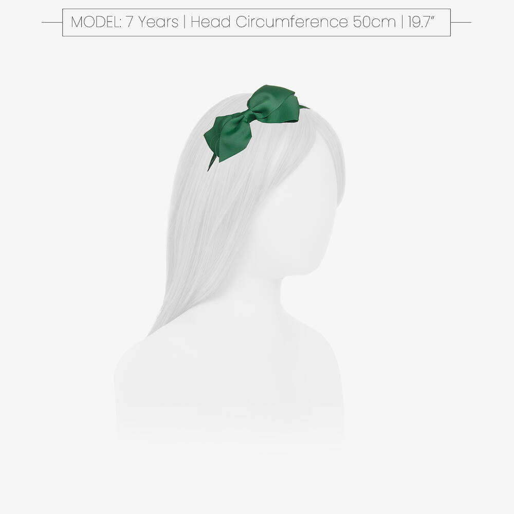 Peach Ribbons-Girls Green Bow Hairband | Childrensalon