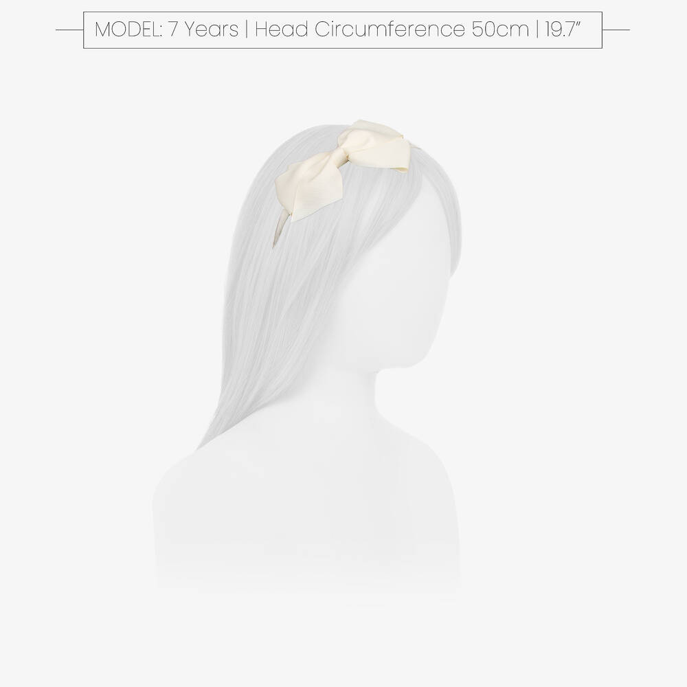 Peach Ribbons-Girls Ivory Bow Hairband | Childrensalon