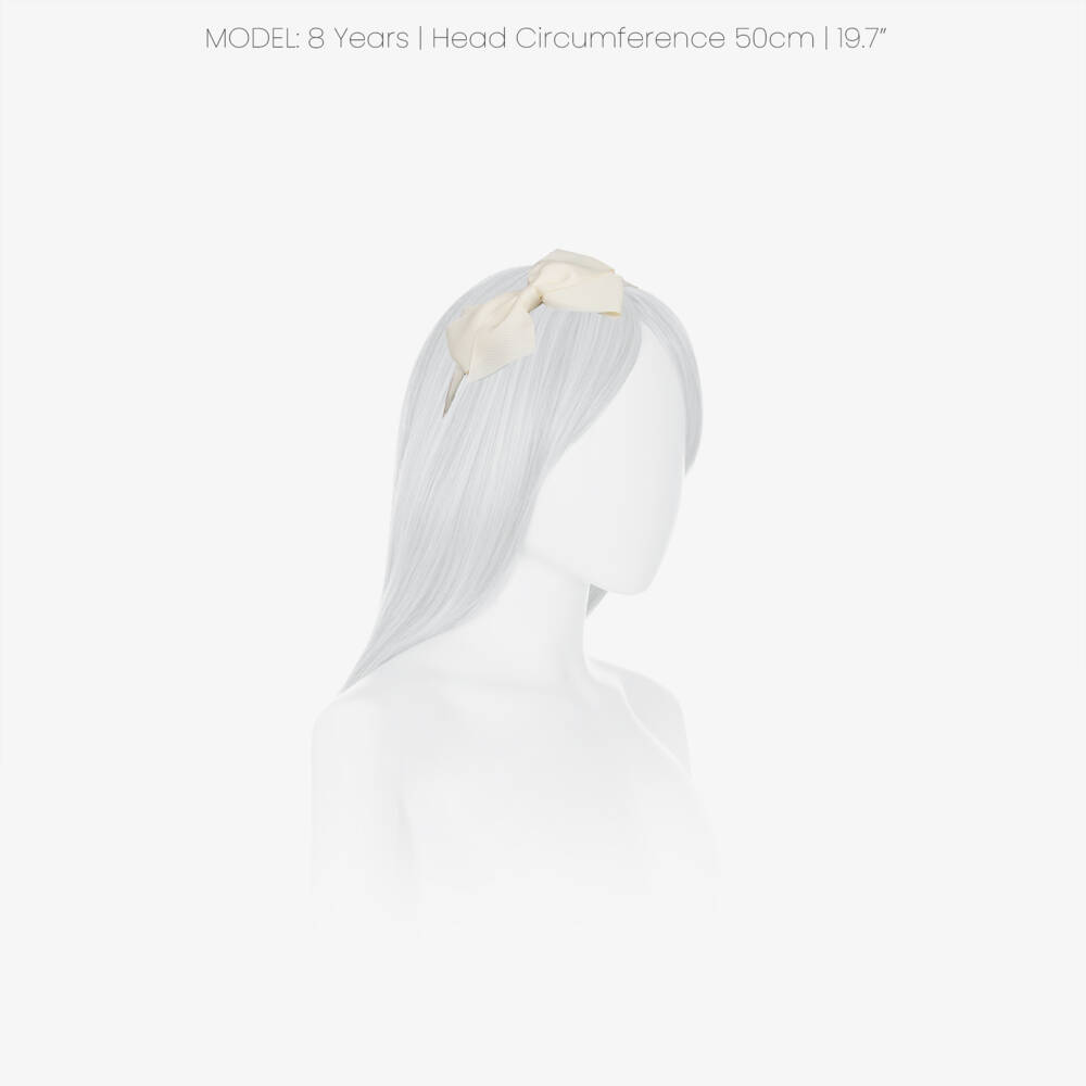 Peach Ribbons-Girls Ivory Bow Hairband | Childrensalon