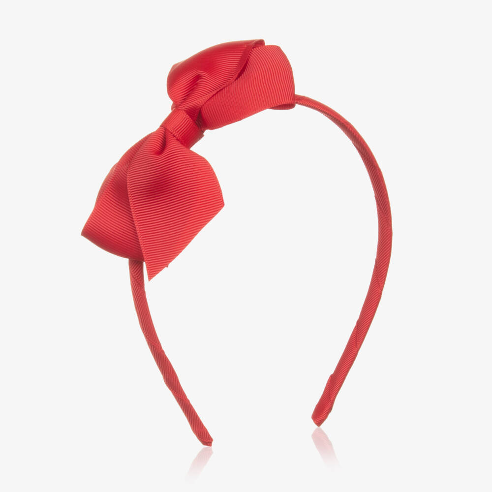 Peach Ribbons-طوق شعر بفيونكة لون أحمر للبنات | Childrensalon