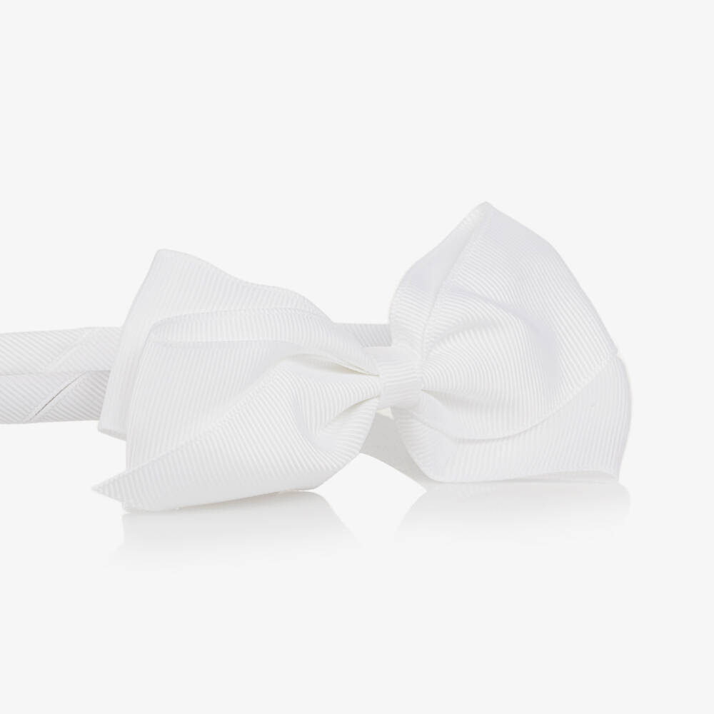 Peach Ribbons-Girls White Bow Hairband | Childrensalon