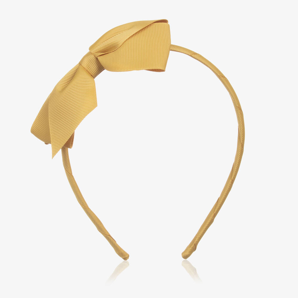 Peach Ribbons-Girls Yellow Ribbon Hairband | Childrensalon