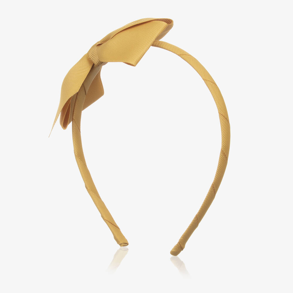Peach Ribbons-Girls Yellow Ribbon Hairband | Childrensalon