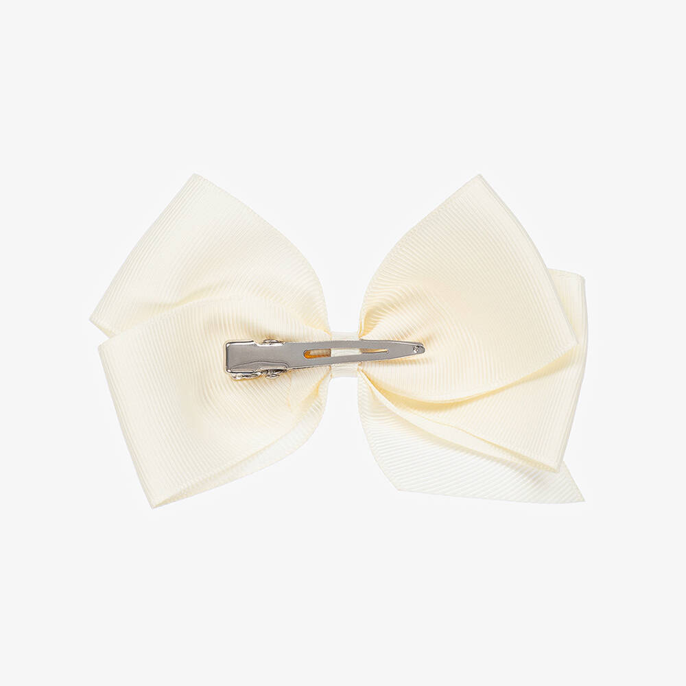 Peach Ribbons-مشبك فيونكة للشعر لون عاجي (12 سم) | Childrensalon