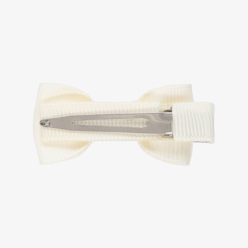 Peach Ribbons-Кремовая заколка-бантик для волос (5см) | Childrensalon