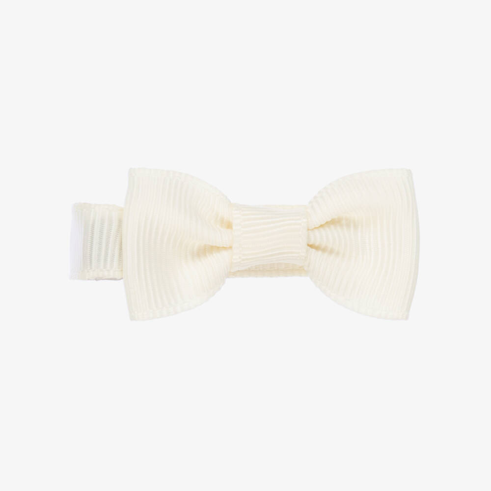Peach Ribbons-Ivory Bow Hair Clip (5cm) | Childrensalon
