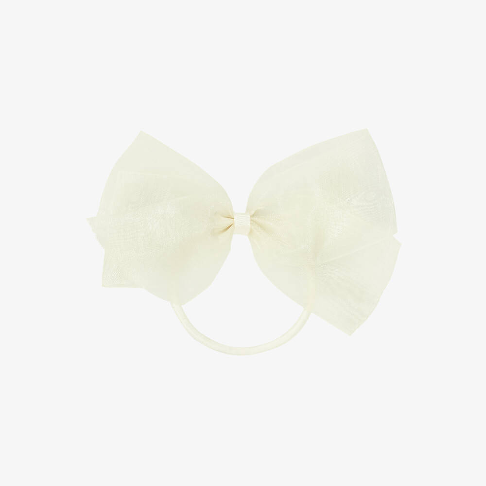 Peach Ribbons-Кремовая резинка для волос с бантом (12 см) | Childrensalon