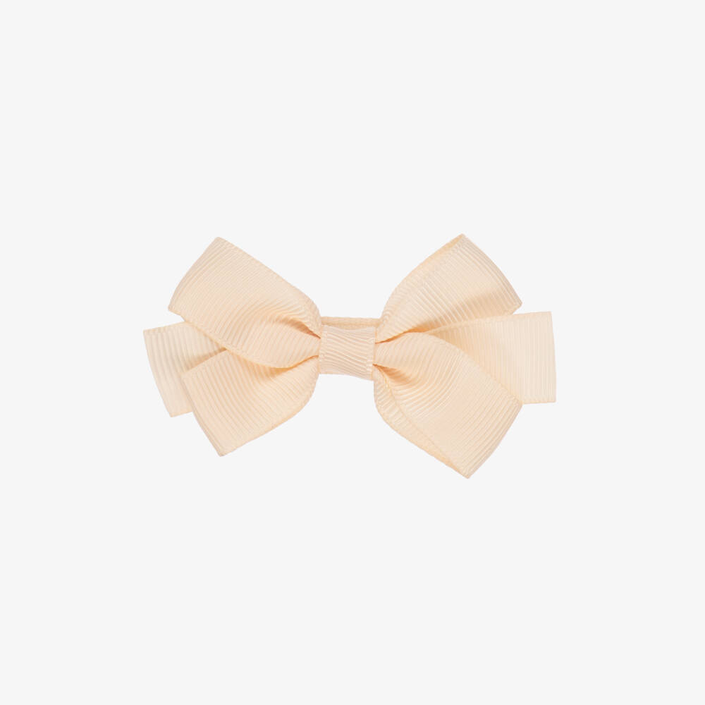 Peach Ribbons-Pale Pink Bow Hair Clip (7cm) | Childrensalon