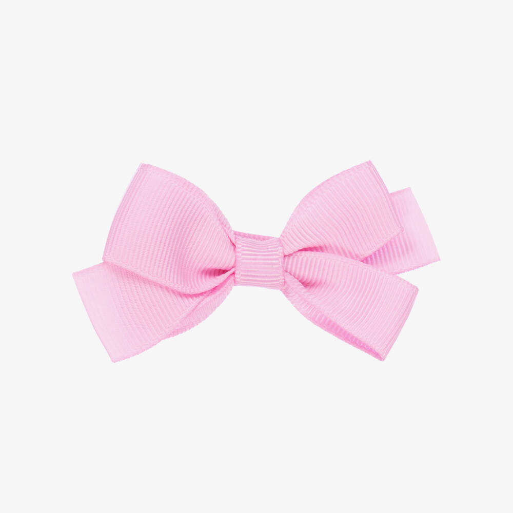 Peach Ribbons-Pink Bow Hair Clip (7cm) | Childrensalon