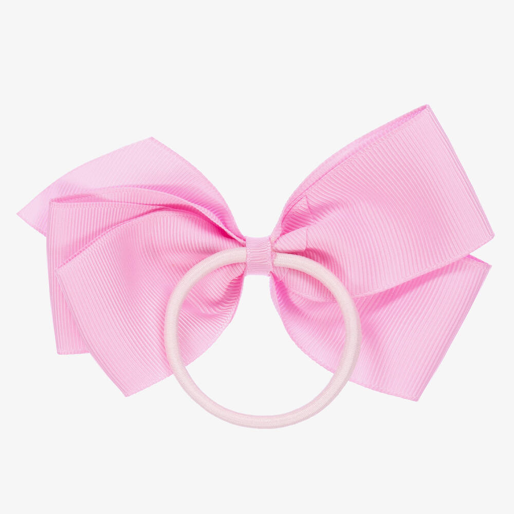 Peach Ribbons-Pink Bow Hair Elastic (12cm)  | Childrensalon