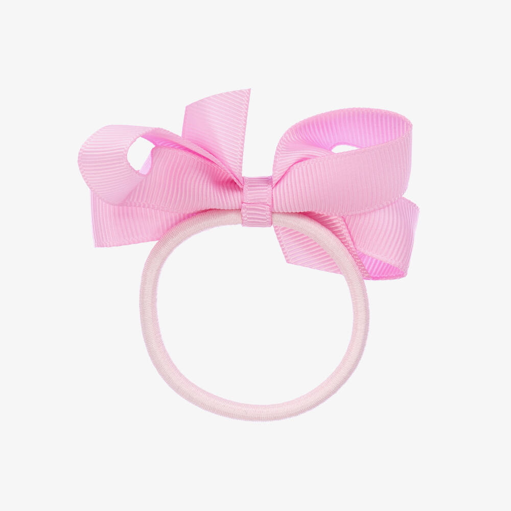 Peach Ribbons-Pink Bow Hair Elastic (7cm) | Childrensalon