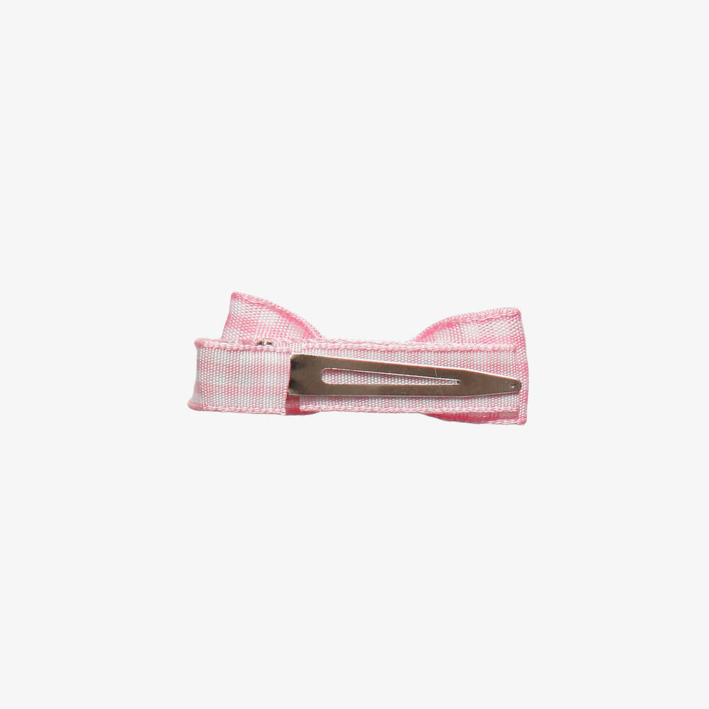 Peach Ribbons-Pink Gingham Hair Clip (4.5cm) | Childrensalon