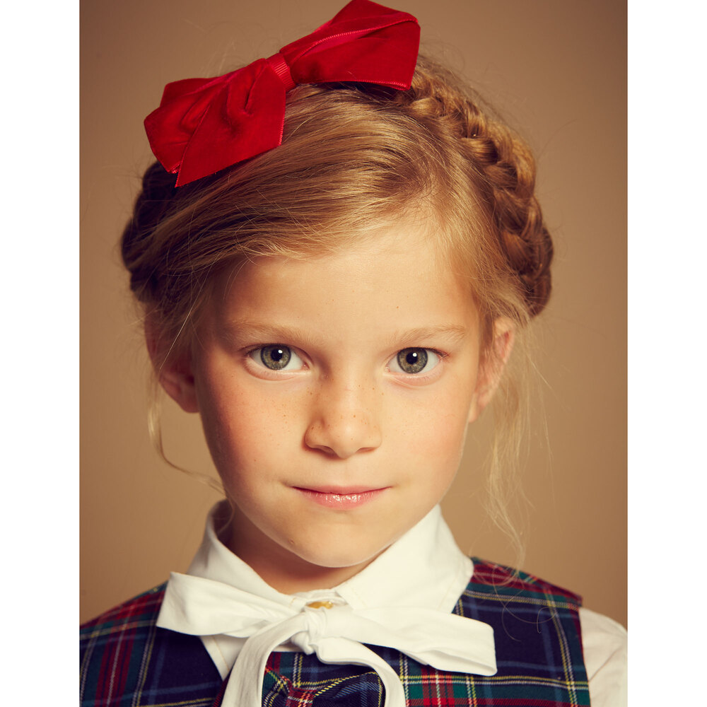 Peach Ribbons-Красная бархатная заколка-бантик (12 см) | Childrensalon