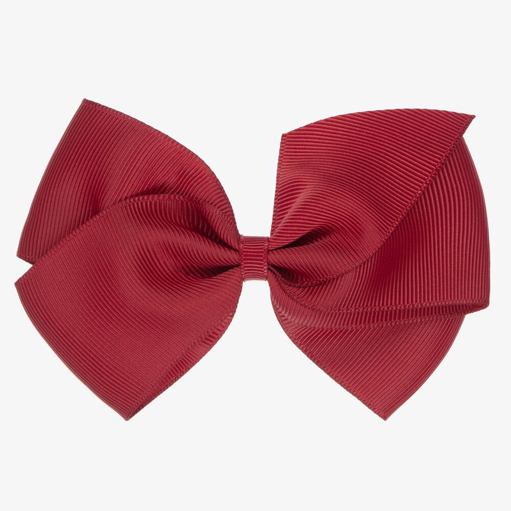 Peach Ribbons-Rust Red Ribbon Bow Hair Clip (12cm) | Childrensalon