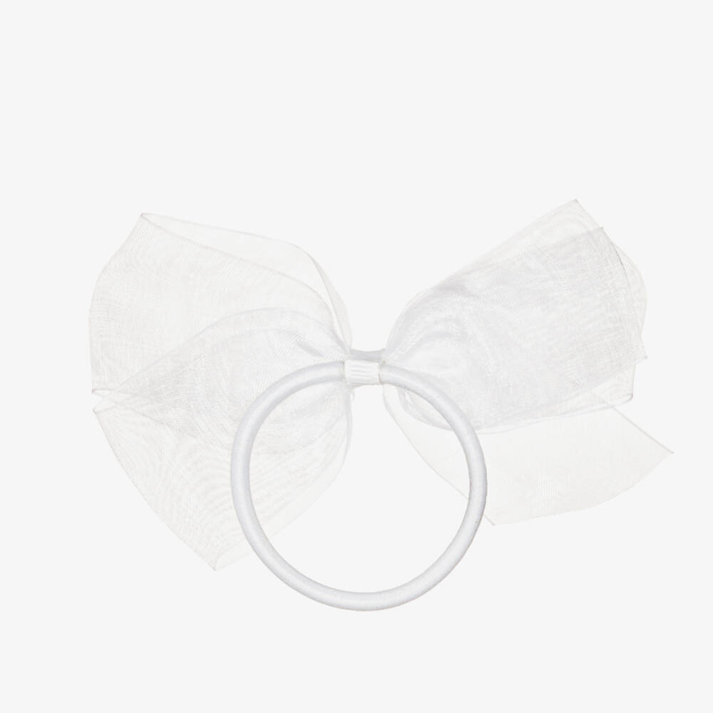 Peach Ribbons-Белая резинка для волос с бантом (12 см) | Childrensalon