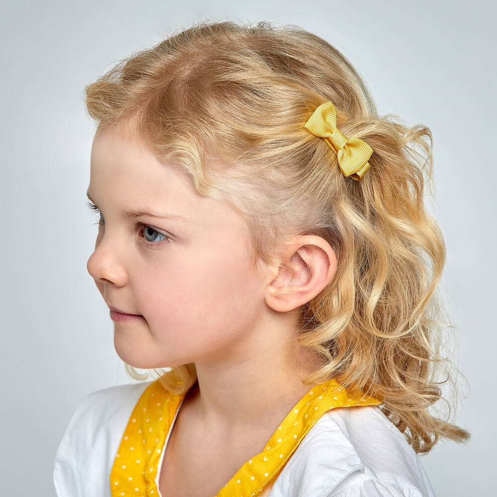 Peach Ribbons-Желтая заколка-бантик для волос (5см) | Childrensalon