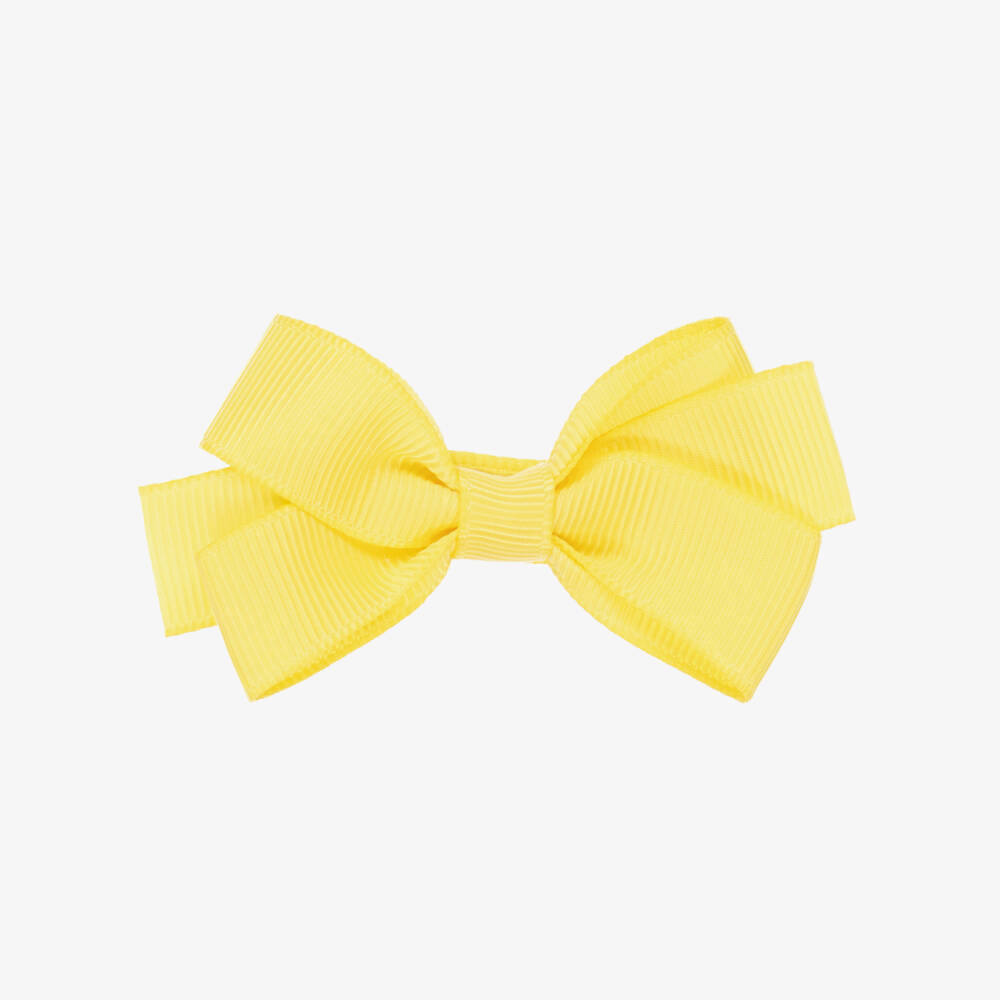 Peach Ribbons-Yellow Bow Hair Clip (7cm) | Childrensalon
