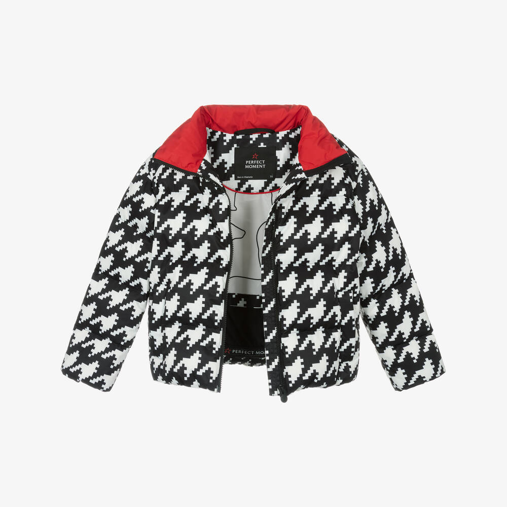 Perfect Moment-Black Houndstooth Print Ski Jacket | Childrensalon