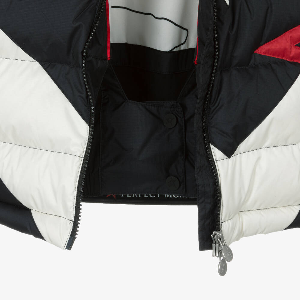 Perfect Moment-Black & White Down Padded Ski Jacket | Childrensalon