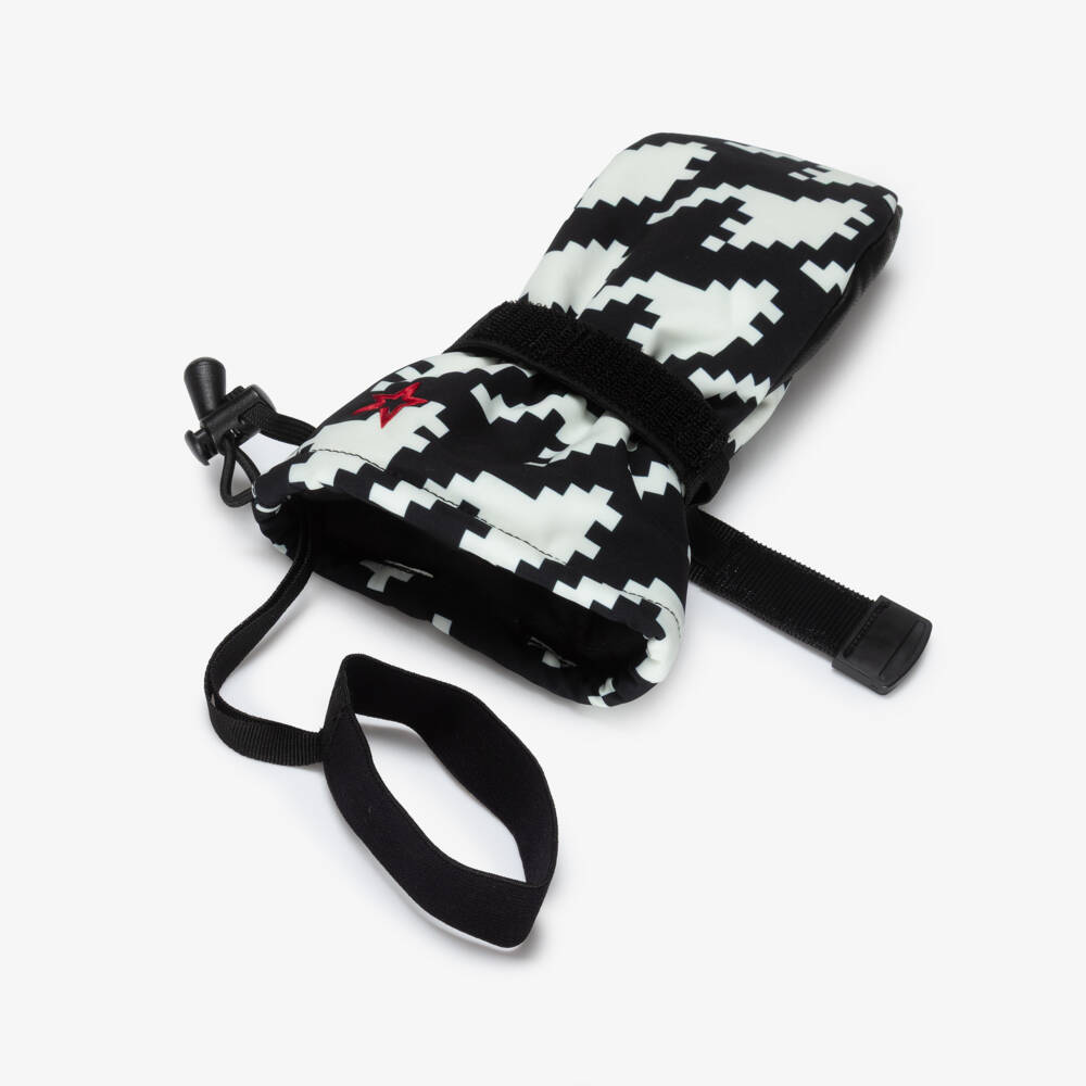 Perfect Moment-Black & White Houndstooth Davos Ski Mittens with Red Star Logo | Childrensalon