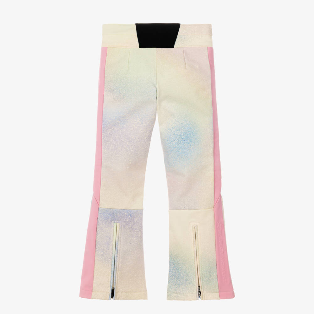 Perfect Moment-Girls Ivory & Pink Aurora Technical Ski Trousers | Childrensalon