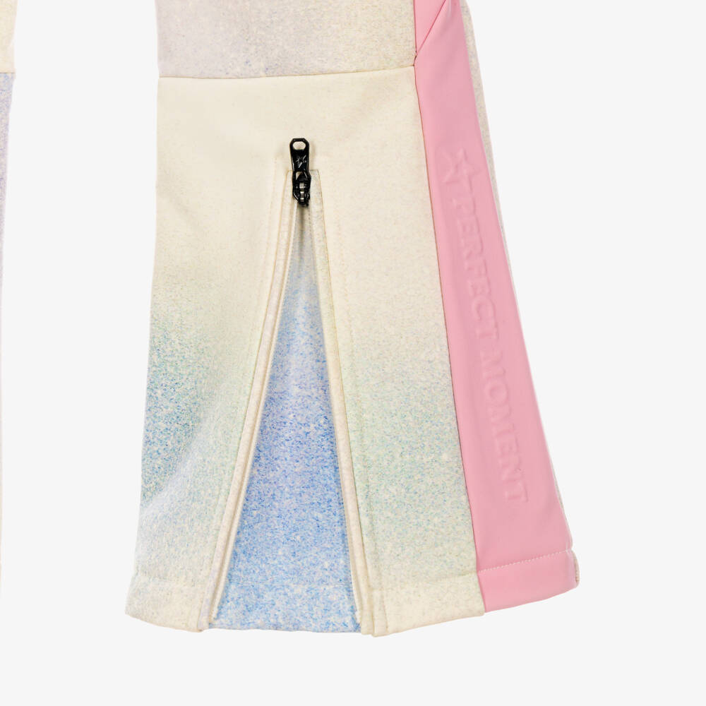 Perfect Moment-Girls Ivory & Pink Aurora Technical Ski Trousers | Childrensalon