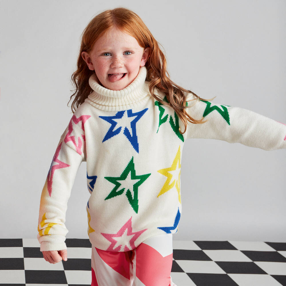 Perfect Moment-Girls Ivory Star Merino Wool Sweater | Childrensalon