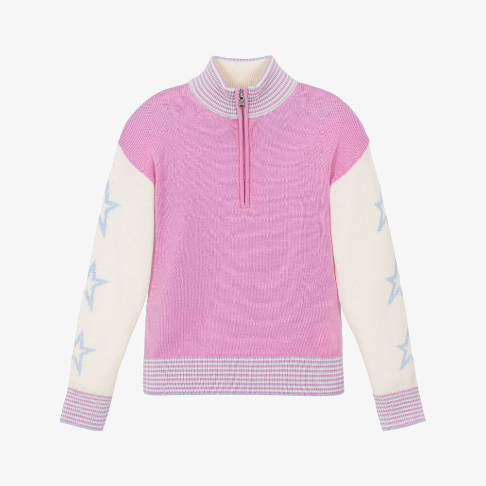 Perfect Moment-Girls Lilac Half Zip Merino Wool Sweater | Childrensalon