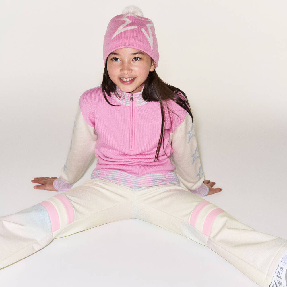Perfect Moment-Girls Lilac Half Zip Merino Wool Sweater | Childrensalon
