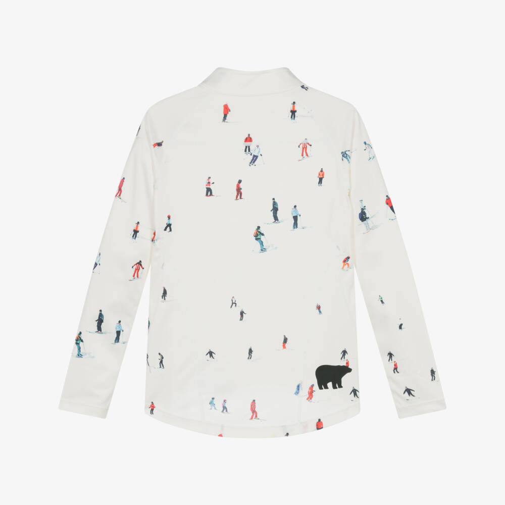 Perfect Moment-توب حراري بنصف سحاب لون عاجي بطبعة تزلج | Childrensalon