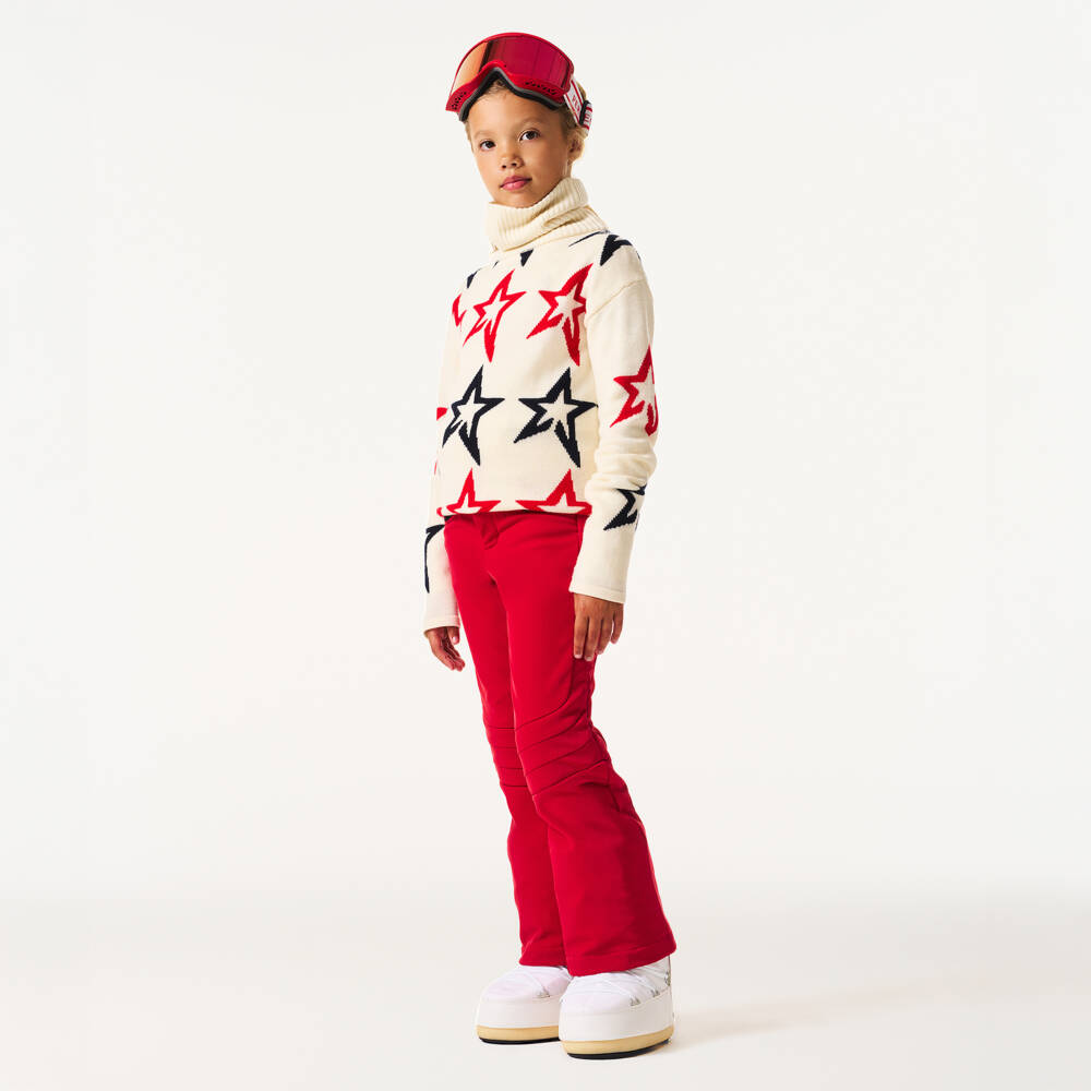 Perfect Moment-Ivory Star Merino Wool Knit Roll Neck Jumper | Childrensalon
