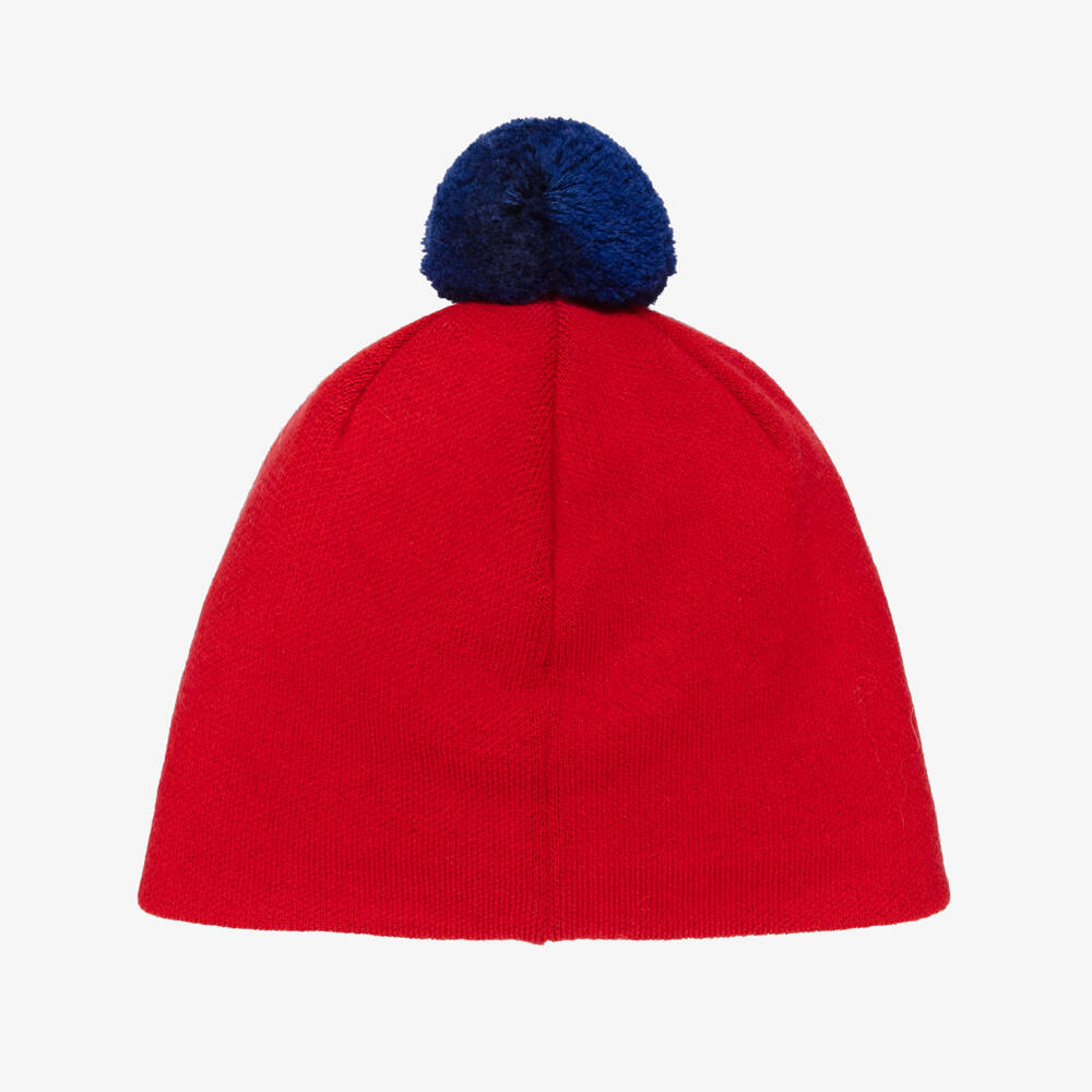Perfect Moment-Red & Navy Blue Star Merino Wool Beanie Hat | Childrensalon