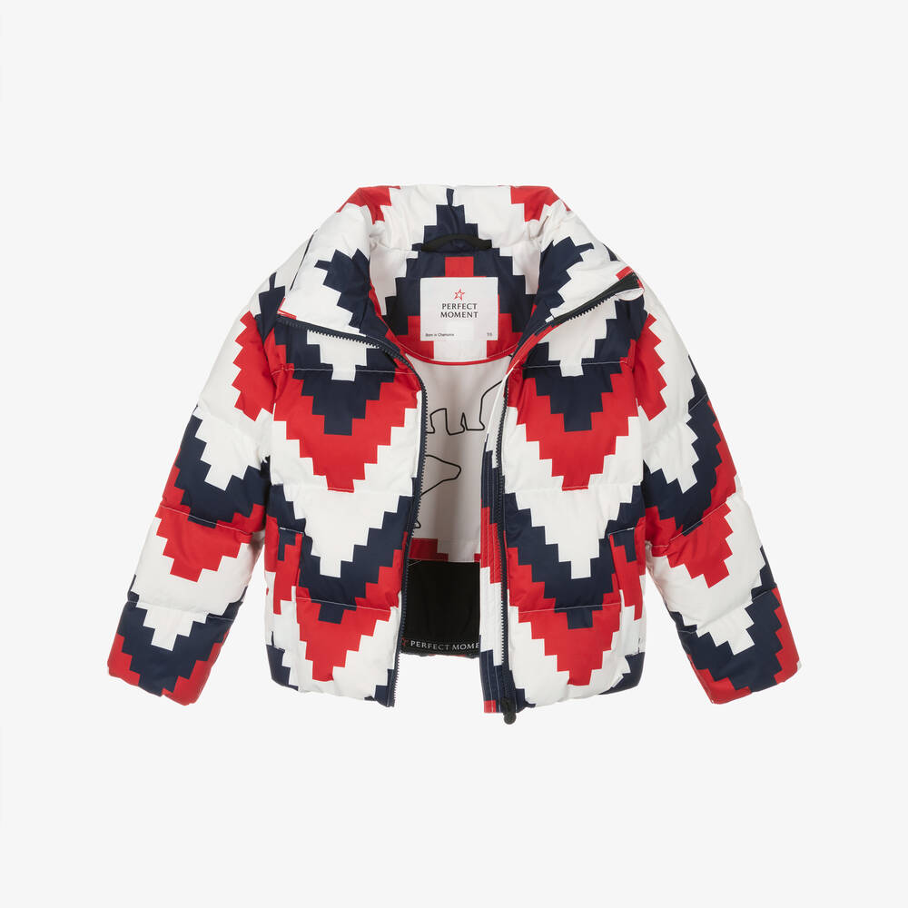 Perfect Moment-Red & White Chevron Print Ski Jacket | Childrensalon