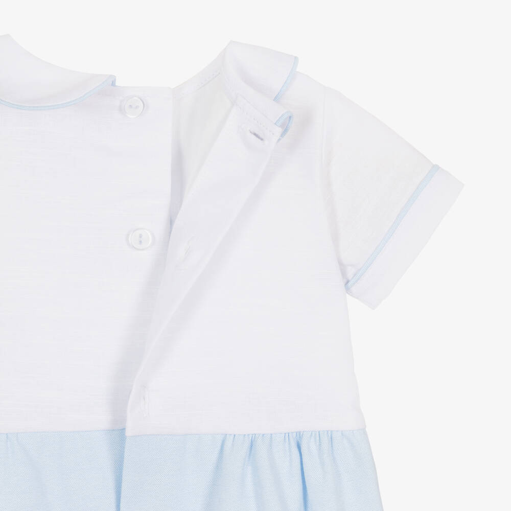 Peter Rabbit™ by Childrensalon-Baby Boys Blue & White Cotton Embroidered Shortie | Childrensalon